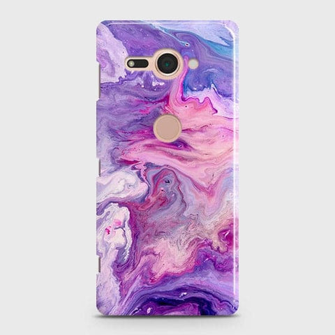 Sony Xperia XZ2 Compact Cover - Chic Blue Liquid Marble Printed Hard Case with Life Time Colour Guarantee