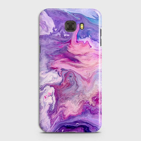 Samsung C7 Cover - Chic Blue Liquid Marble Printed Hard Case with Life Time Colour Guarantee
