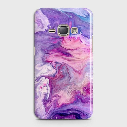Samsung Galaxy J1 2016 / J120 Cover - Chic Blue Liquid Marble Printed Hard Case with Life Time Colour Guarantee