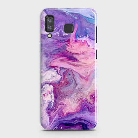 Samsung A8 Star Cover - Chic Blue Liquid Marble Printed Hard Case with Life Time Colour Guarantee