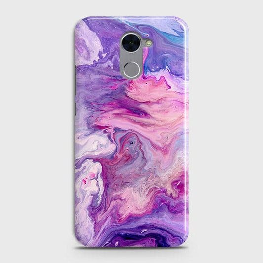 Huawei Y7 Prime 2017 Cover - Chic Blue Liquid Marble Printed Hard Case with Life Time Colour Guarantee