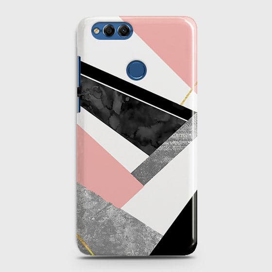 Huawei Honor 7X Cover - Geometric Luxe Marble Trendy Printed Hard Case With Life Time Colour Guarantee