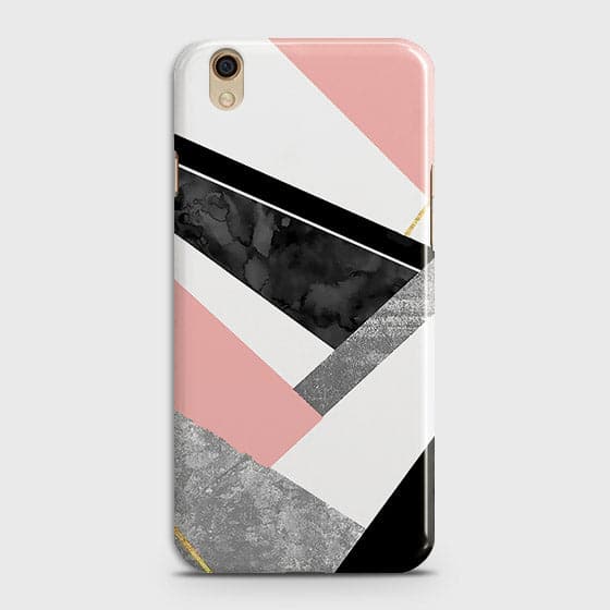 Oppo A37 Cover - Geometric Luxe Marble Trendy Printed Hard Case With Life Time Colour Guarantee
