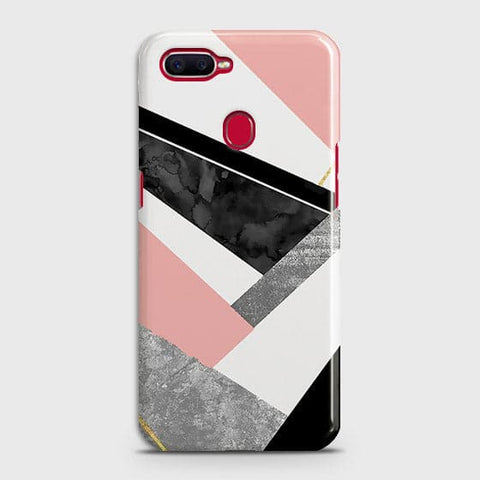 Oppo F9 Cover - Geometric Luxe Marble Trendy Printed Hard Case With Life Time Colour Guarantee(2)