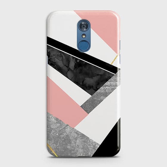 LG Q7 Cover - Geometric Luxe Marble Trendy Printed Hard Case With Life Time Colour Guarantee