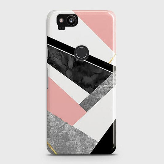 Google Pixel 2 Cover - Geometric Luxe Marble Trendy Printed Hard Case With Life Time Colour Guarantee