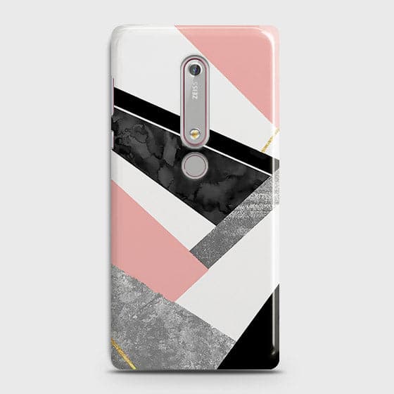 Nokia 6.1 Cover - Geometric Luxe Marble Trendy Printed Hard Case With Life Time Colour Guarantee