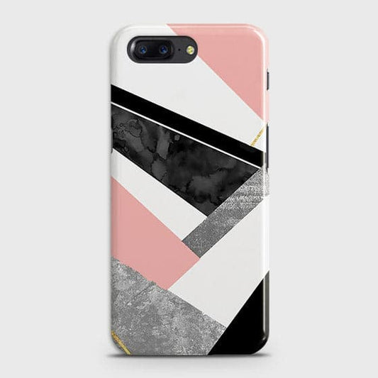 OnePlus 5 Cover - Geometric Luxe Marble Trendy Printed Hard Case With Life Time Colour Guarantee