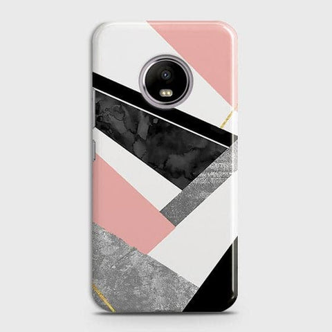 Motorola E4 Cover - Geometric Luxe Marble Trendy Printed Hard Case With Life Time Colour Guarantee