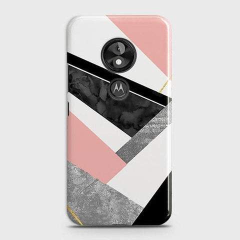 Motorola Moto E5 / G6 Play Cover - Geometric Luxe Marble Trendy Printed Hard Case With Life Time Colour Guarantee