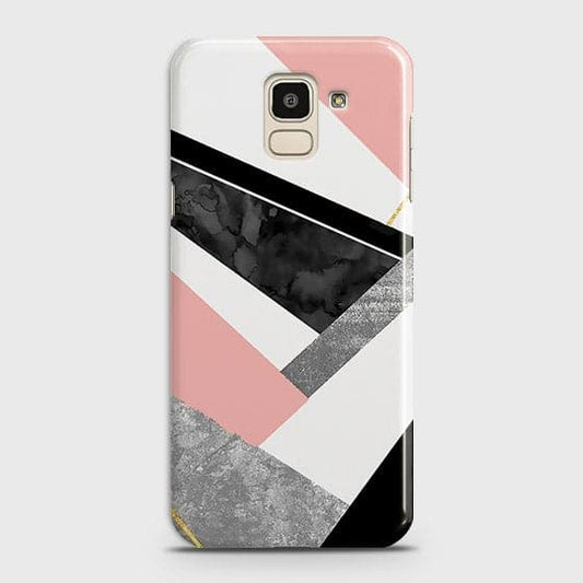 Samsung J6 2018 Cover - Geometric Luxe Marble Trendy Printed Hard Case With Life Time Colour Guarantee