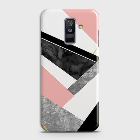 Samsung A6 Plus 2018 Cover - Geometric Luxe Marble Trendy Printed Hard Case With Life Time Colour Guarantee