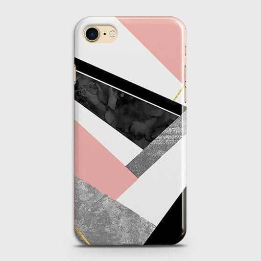 iPhone 7 & iPhone 8 Cover - Geometric Luxe Marble Trendy Printed Hard Case With Life Time Colour Guarantee