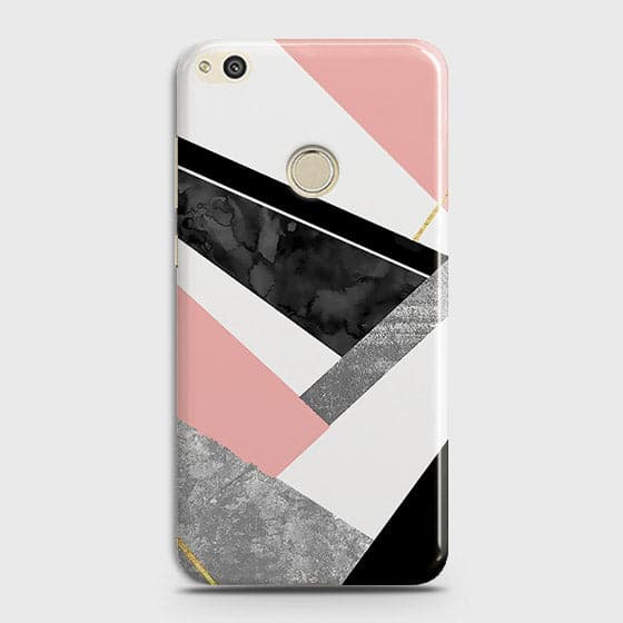 Huawei Honor 8 Lite Cover - Geometric Luxe Marble Trendy Printed Hard Case With Life Time Colour Guarantee