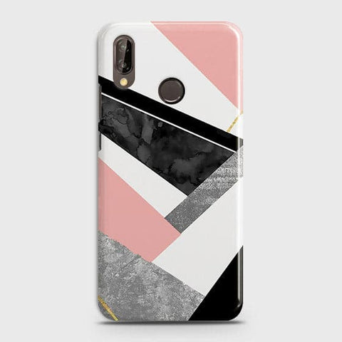 Huawei P20 LiteM Cover - Geometric Luxe Marble Trendy Printed Hard Case With Life Time Colour Guarantee