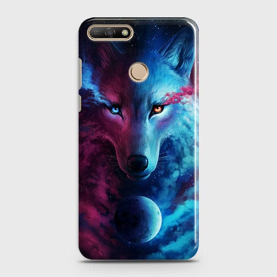 Huawei Y7 2018 Cover - Infinity Wolf  Trendy Printed Hard Case With Life Time Guarantee