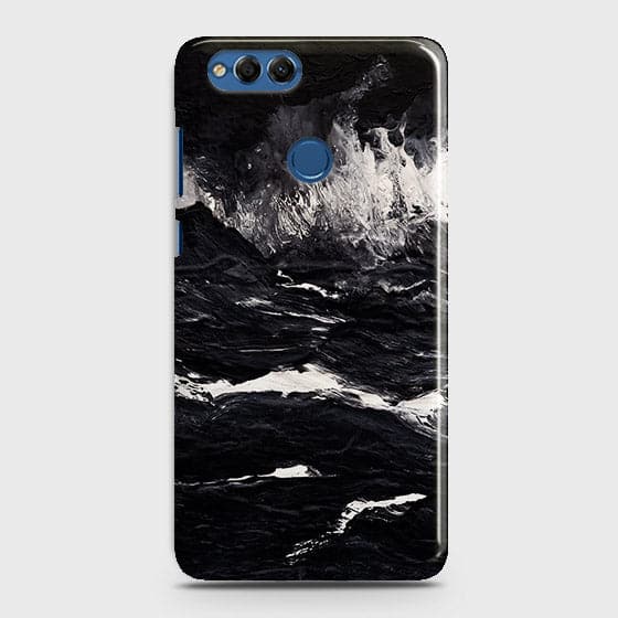 Huawei Honor 7X Cover - Matte Finish - Black Ocean Marble Trendy Printed Hard Case With Life Time Colour Guarantee