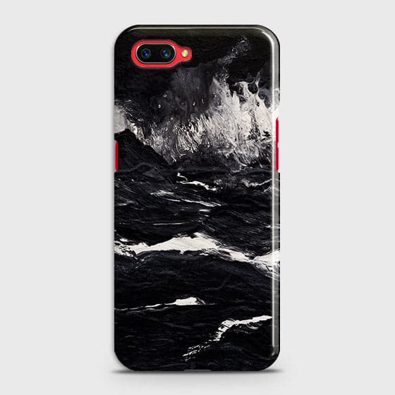 Oppo A3S Cover - Matte Finish - Black Ocean Marble Trendy Printed Hard Case With Life Time Colour Guarantee