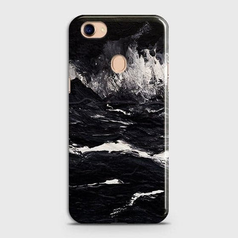 Oppo F7 Cover - Matte Finish - Black Ocean Marble Trendy Printed Hard Case With Life Time Colour Guarantee