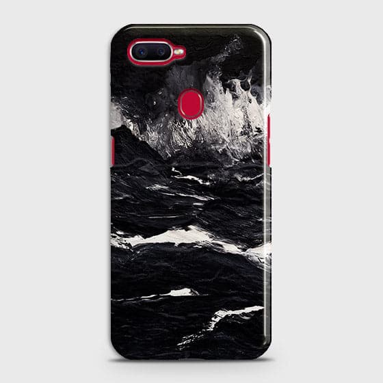 Oppo F9 Cover - Matte Finish - Black Ocean Marble Trendy Printed Hard Case With Life Time Colour Guarantee
