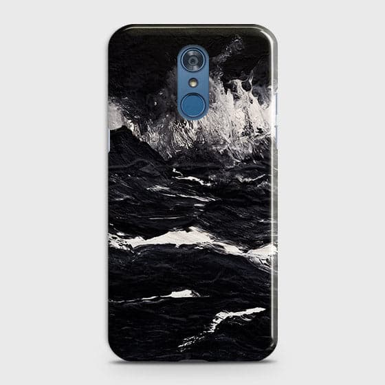 LG Q7 Cover - Matte Finish - Black Ocean Marble Trendy Printed Hard Case With Life Time Colour Guarantee