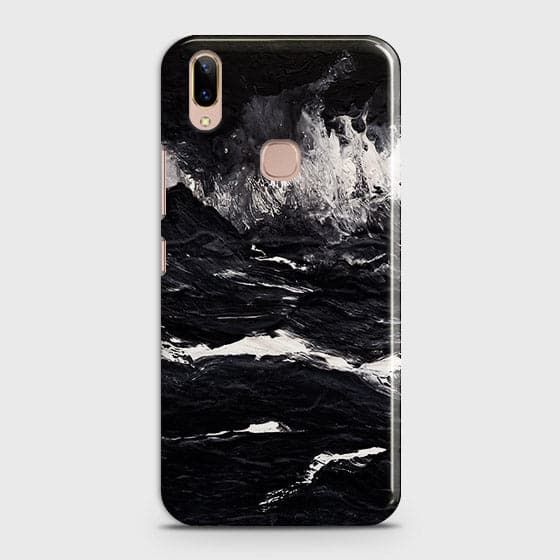 Vivo V9 / V9 Youth Cover - Matte Finish - Black Ocean Marble Trendy Printed Hard Case With Life Time Colour Guarantee