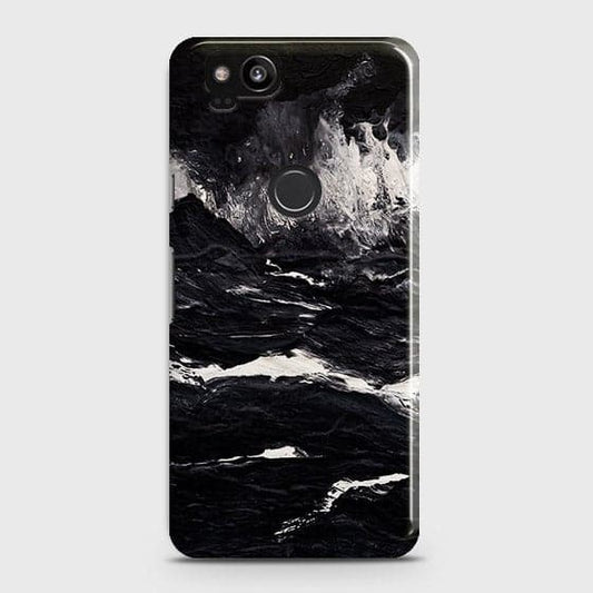 Google Pixel 2 Cover - Matte Finish -  Black Ocean Marble Trendy Printed Hard Case With Life Time Colour Guarantee