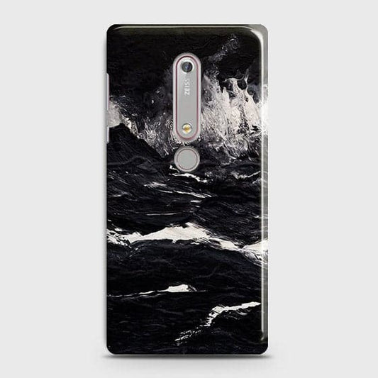 Nokia 6.1 Cover - Matte Finish -  Black Ocean Marble Trendy Printed Hard Case With Life Time Colour Guarante