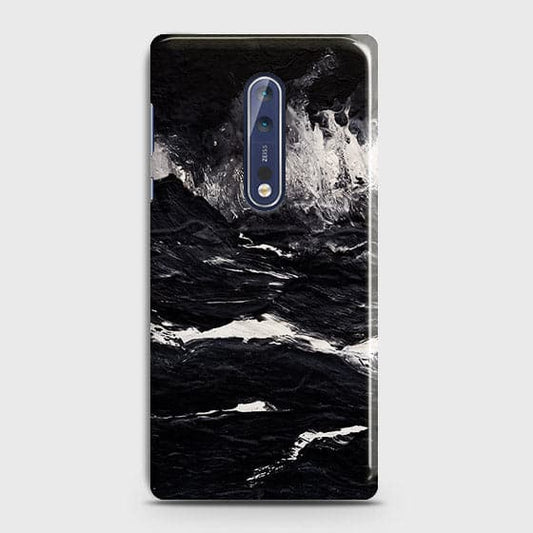 Nokia 8 Cover - Matte Finish -  Black Ocean Marble Trendy Printed Hard Case With Life Time Colour Guarantee
