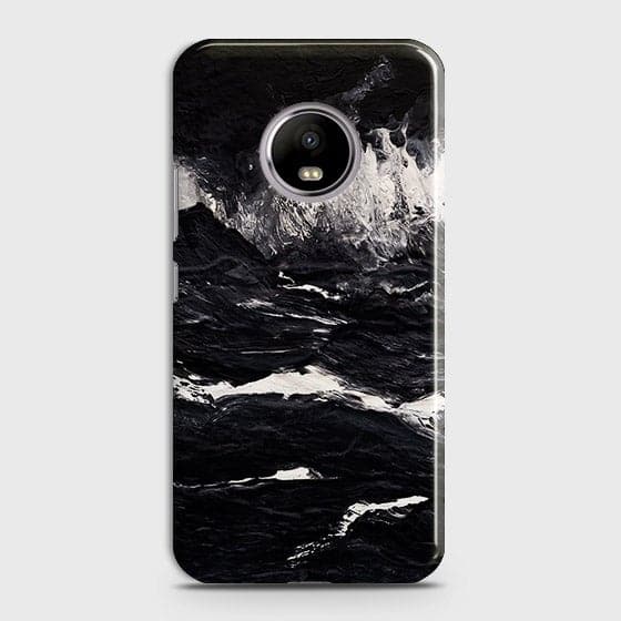 Motorola E4 Cover - Matte Finish -  Black Ocean Marble Trendy Printed Hard Case With Life Time Colour Guarantee