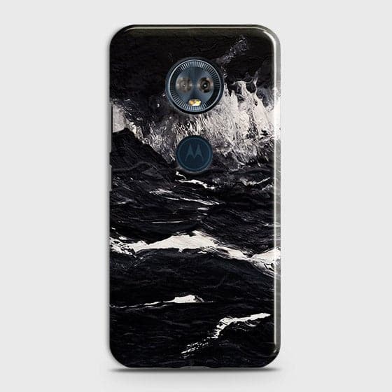 Motorola E5 Plus Cover - Matte Finish -  Black Ocean Marble Trendy Printed Hard Case With Life Time Colour Guarantee