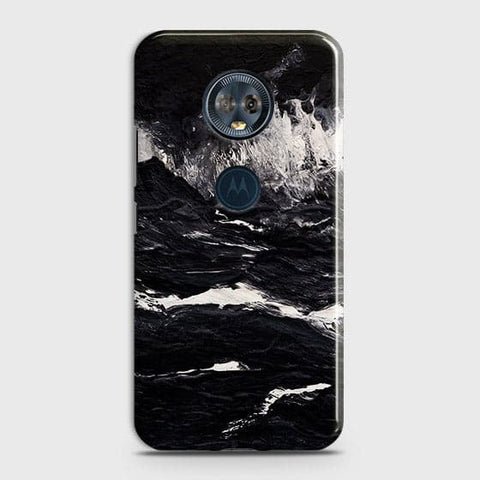 Motorola E5 Plus Cover - Matte Finish -  Black Ocean Marble Trendy Printed Hard Case With Life Time Colour Guarantee