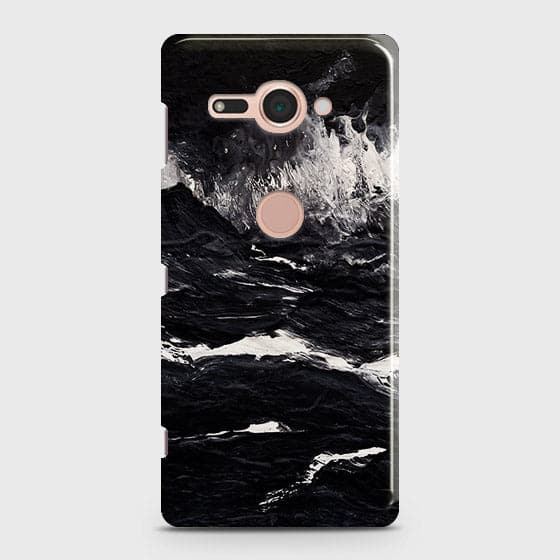 Sony Xperia XZ2 Compact Cover - Matte Finish -  Black Ocean Marble Trendy Printed Hard Case With Life Time Colour Guarantee