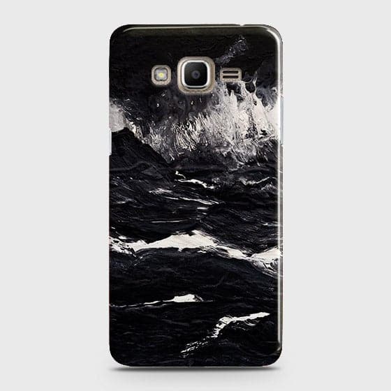 Samsung Galaxy Grand Prime / Grand Prime Plus / J2 Prime Cover - Matte Finish - Black Ocean Marble Trendy Printed Hard Case With Life Time Colour Guarantee