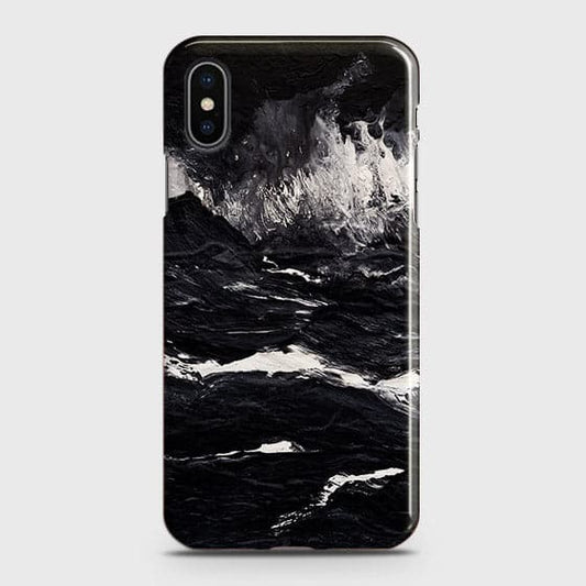 iPhone XS Cover - Matte Finish - Black Ocean Marble Trendy Printed Hard Case With Life Time Colour Guarantee