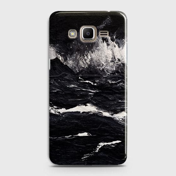 Samsung Galaxy J7 Cover - Matte Finish - Black Ocean Marble Trendy Printed Hard Case With Life Time Colour Guarantee