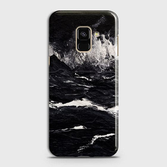 Samsung A8 Plus 2018 Cover - Matte Finish - Black Ocean Marble Trendy Printed Hard Case With Life Time Colour Guarantee