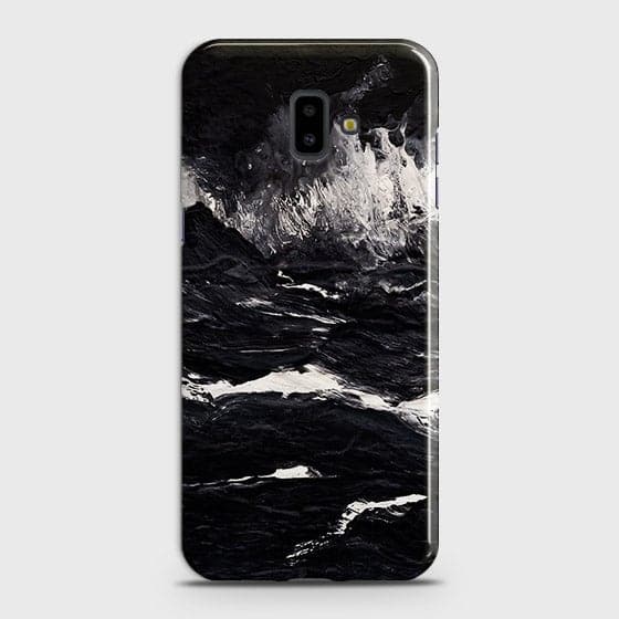 Samsung J6 Plus 2018 Cover - Matte Finish - Black Ocean Marble Trendy Printed Hard Case With Life Time Colour Guarantee