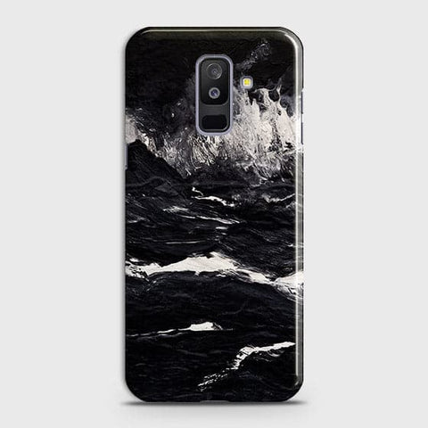 Samsung Galaxy J8 2018 Cover - Matte Finish - Black Ocean Marble Trendy Printed Hard Case With Life Time Colour Guarantee B (28) 1