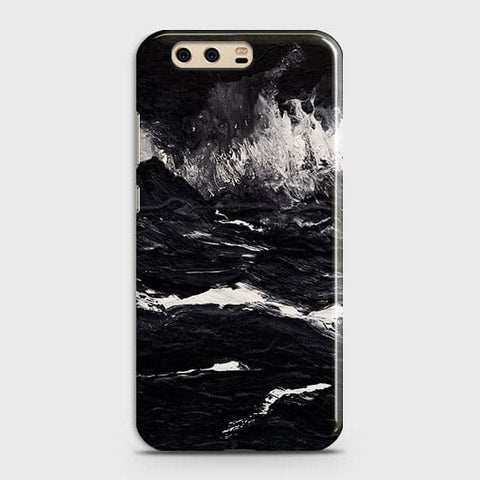 Huawei P10 Cover - Matte Finish - Black Ocean Marble Trendy Printed Hard Case With Life Time Colour Guarantee
