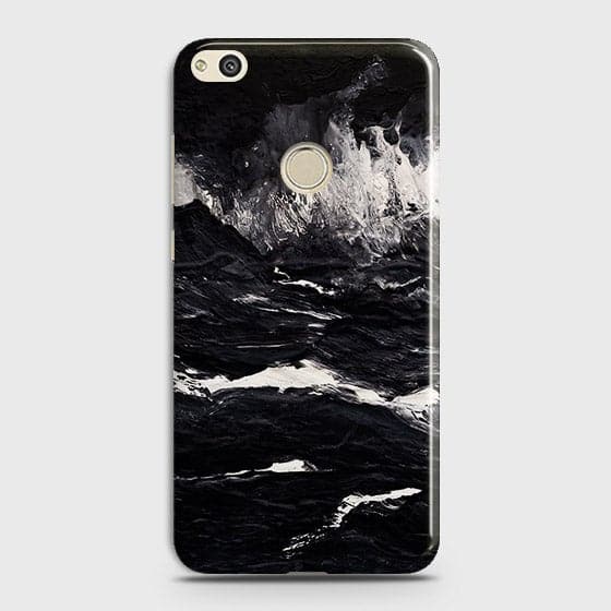 Huawei Honor 8 Lite Cover - Matte Finish - Black Ocean Marble Trendy Printed Hard Case With Life Time Colour Guarantee