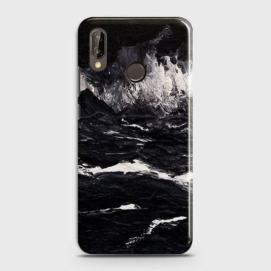 Huawei P20 Lite Cover - Matte Finish - Black Ocean Marble Trendy Printed Hard Case With Life Time Colour Guarantee