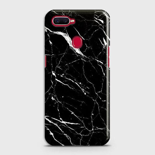 Oppo F9 Cover - Matte Finish - Trendy Black Marble Printed Hard Case With Life Time Guarantee