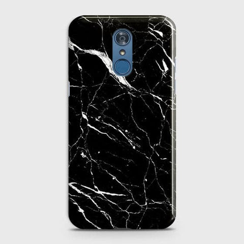 LG Q7 Cover - Matte Finish - Trendy Black Marble Printed Hard Case With Life Time Guarantee