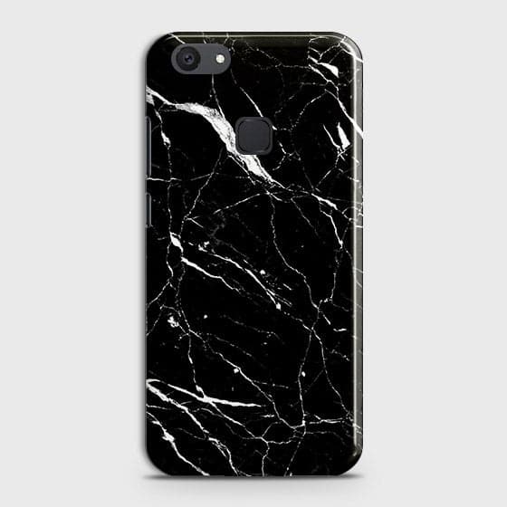Vivo V7 Plus Cover - Matte Finish - Trendy Black Marble Printed Hard Case With Life Time Guarantee
