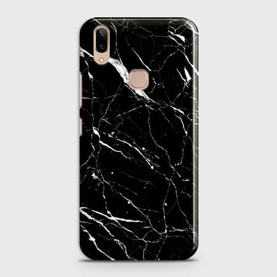 Vivo V9 / V9 Youth Cover - Matte Finish - Trendy Black Marble Printed Hard Case With Life Time Guarantee