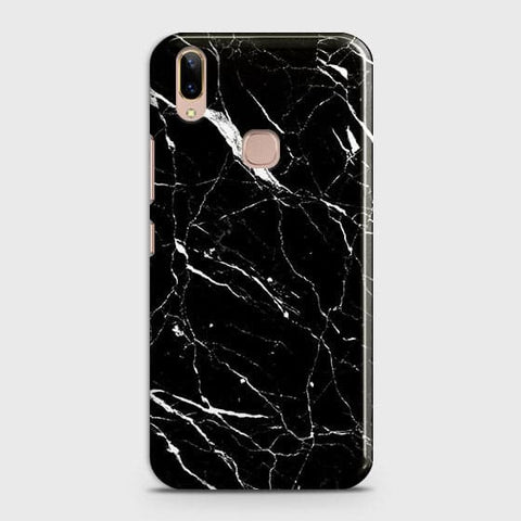 Vivo V9 / V9 Youth Cover - Matte Finish - Trendy Black Marble Printed Hard Case With Life Time Guarantee