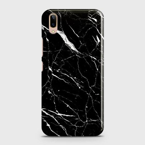 Vivo V11 Pro Cover - Matte Finish - Trendy Black Marble Printed Hard Case With Life Time Guarantee
