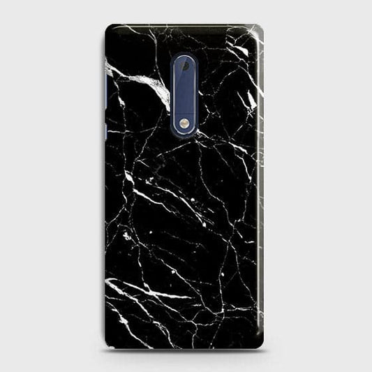 Nokia 5 Cover - Matte Finish - Trendy Black Marble Printed Hard Case With Life Time Guarantee