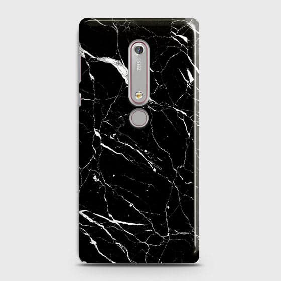 Nokia 6.1 Cover - Matte Finish - Trendy Black Marble Printed Hard Case With Life Time Guarantee